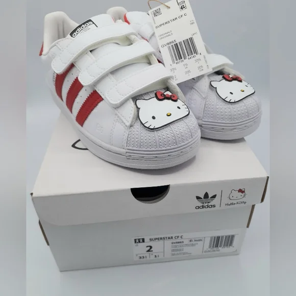 NIB ADIDAS ORIGINALS HELLO KITTY SUPERSTAR CF C KIDS GIRLS SHOES SIZE 2Y - Picture 9 of 10